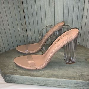 NWOT Fashion Nova Clear Plastic Block Heels 8